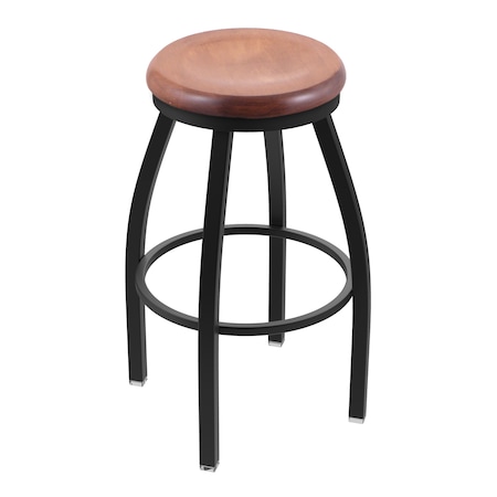 Holland Bar Stool Co 30" Swivel Bar Stool, Black Wrinkle, Med Maple Seat 80230BWMedMpl